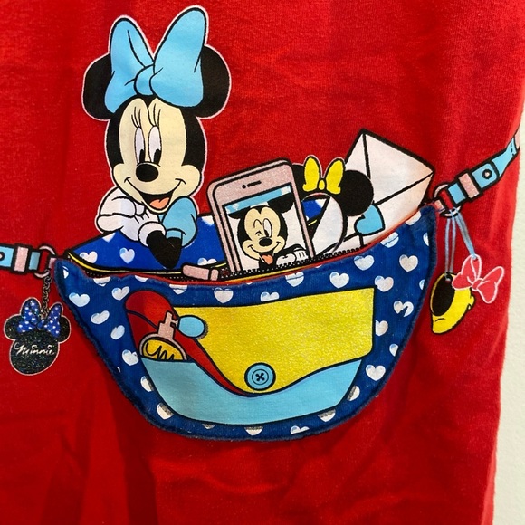 Vintage Disney Minnie Mouse Fanny Pack Dress Girls 6/6x Red Sleeveless - Picture 2 of 6